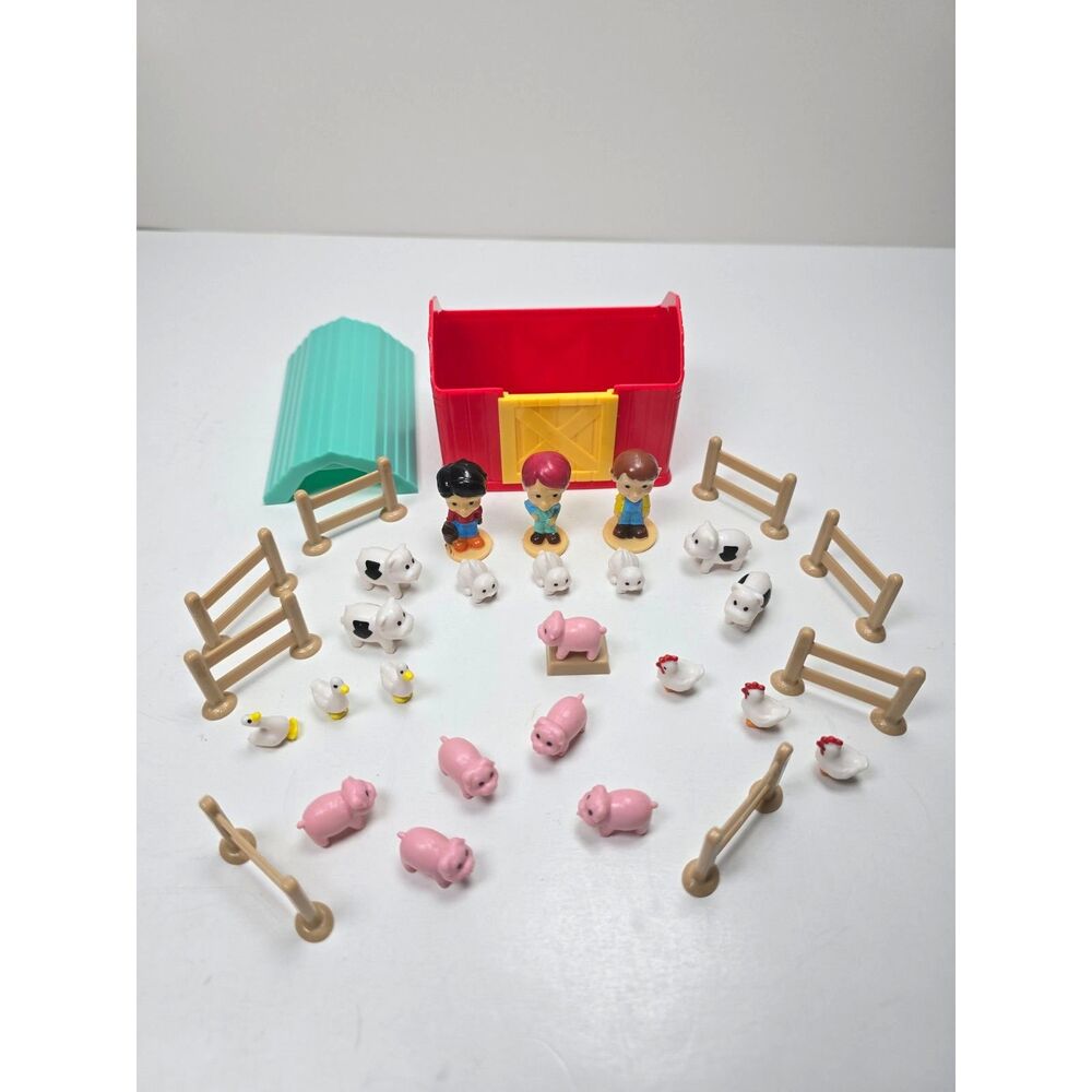Teeny Tiny Mini Farm Micro Playset Magic Time House Barn Animals 34 Pcs + Box
